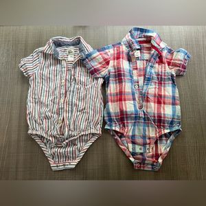 Baby B’gosh Baby Boy Button Collard Bodysuit 18 Months - 2 Pack
